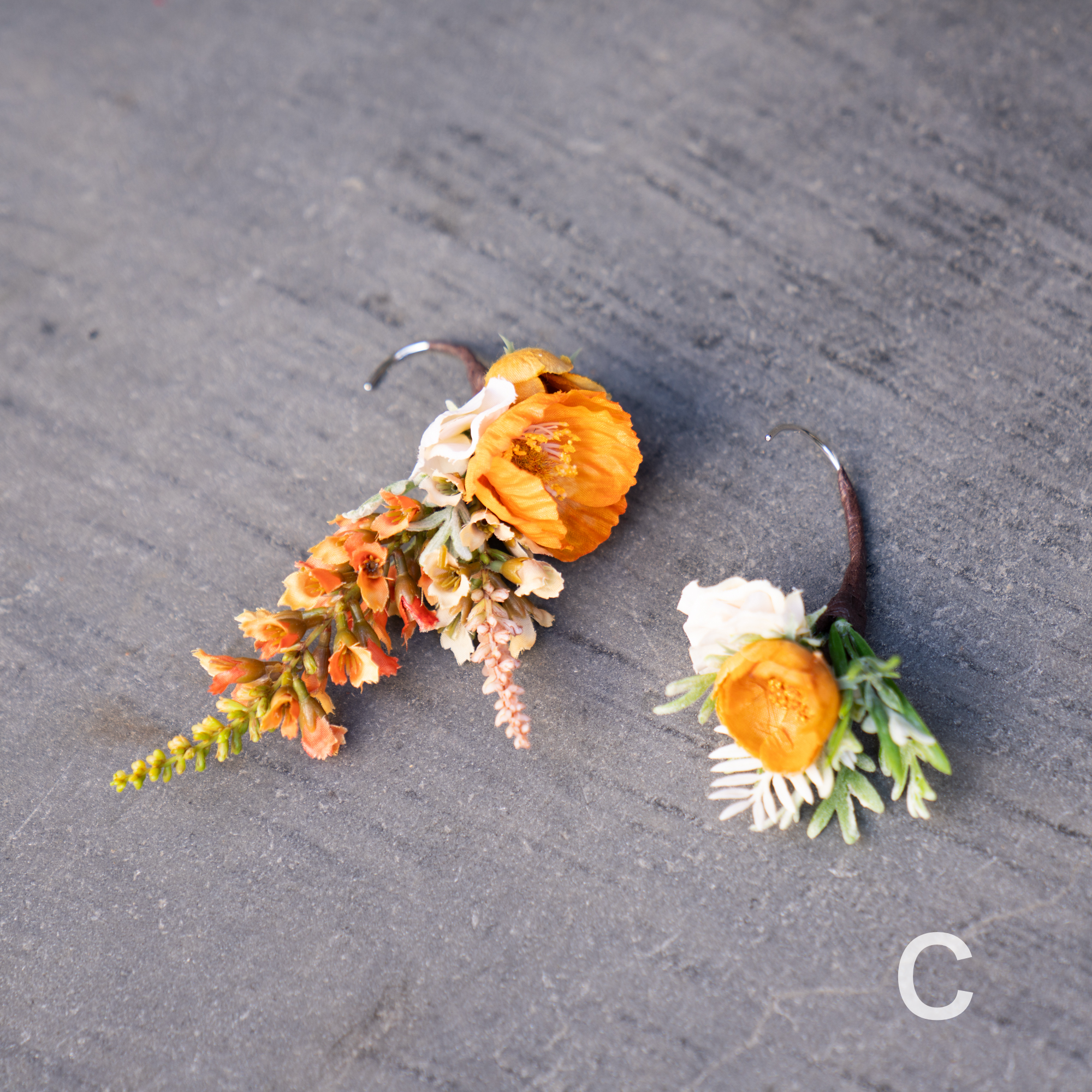 アーティフィシャルフラワーイヤーフック/イヤーカフ natural