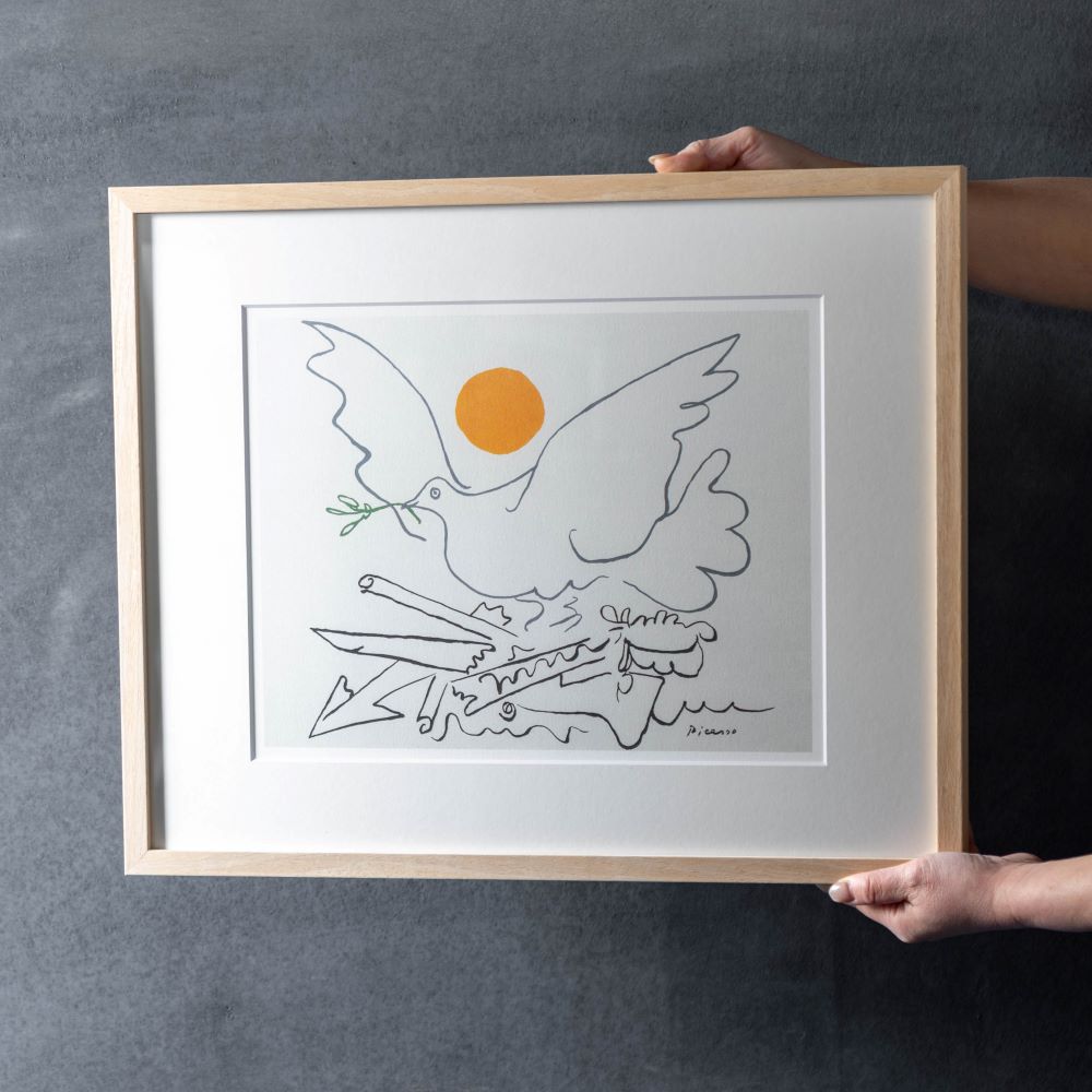 パブロ・ピカソ「武器のない世界へ」額付きポスター