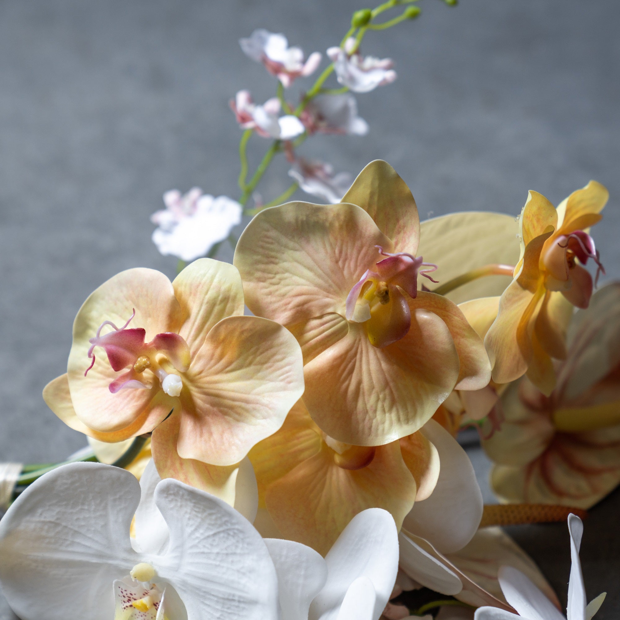 胡蝶蘭のホワイト×ピーチオレンジブーケ