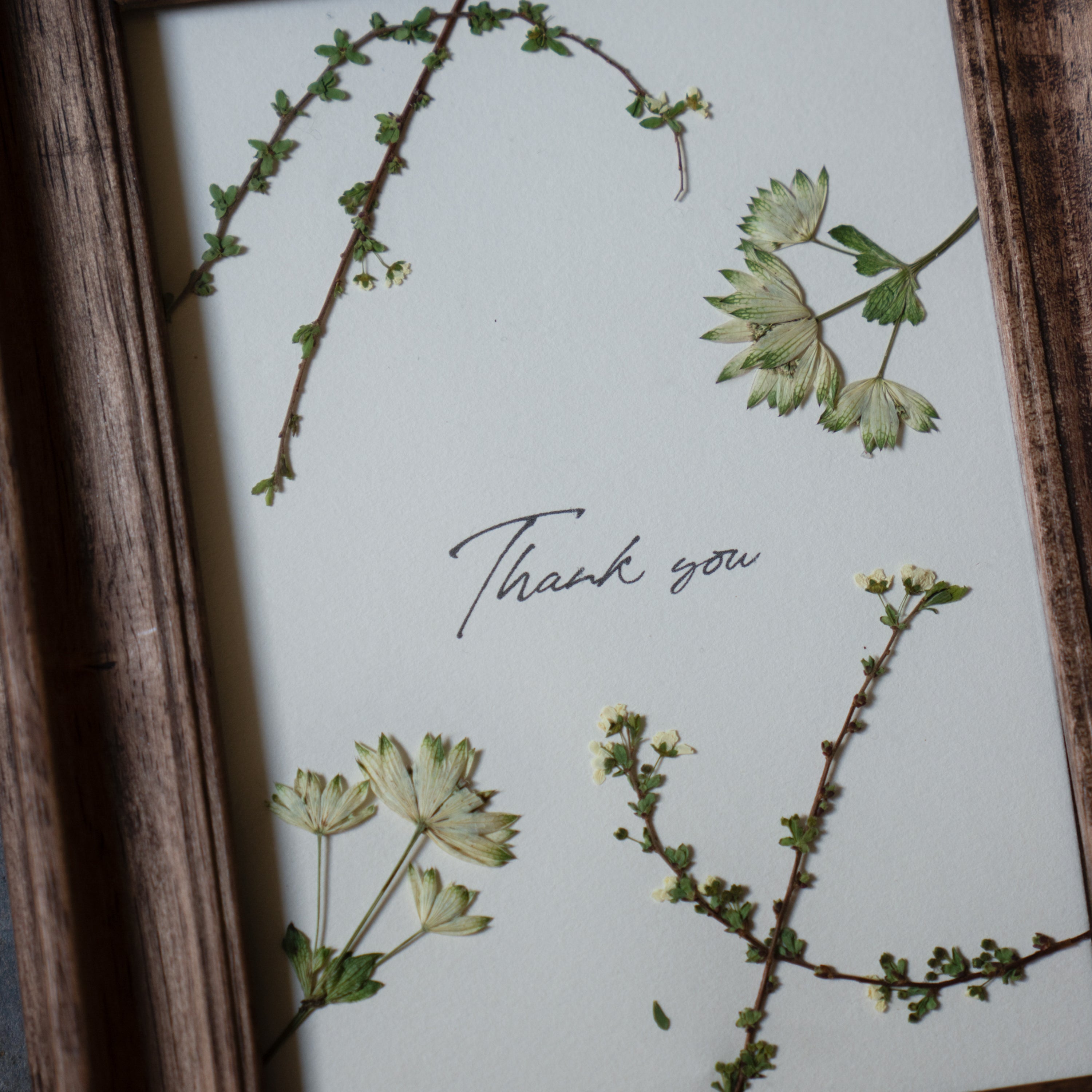 押し花アートフレーム「Thank you」Green
