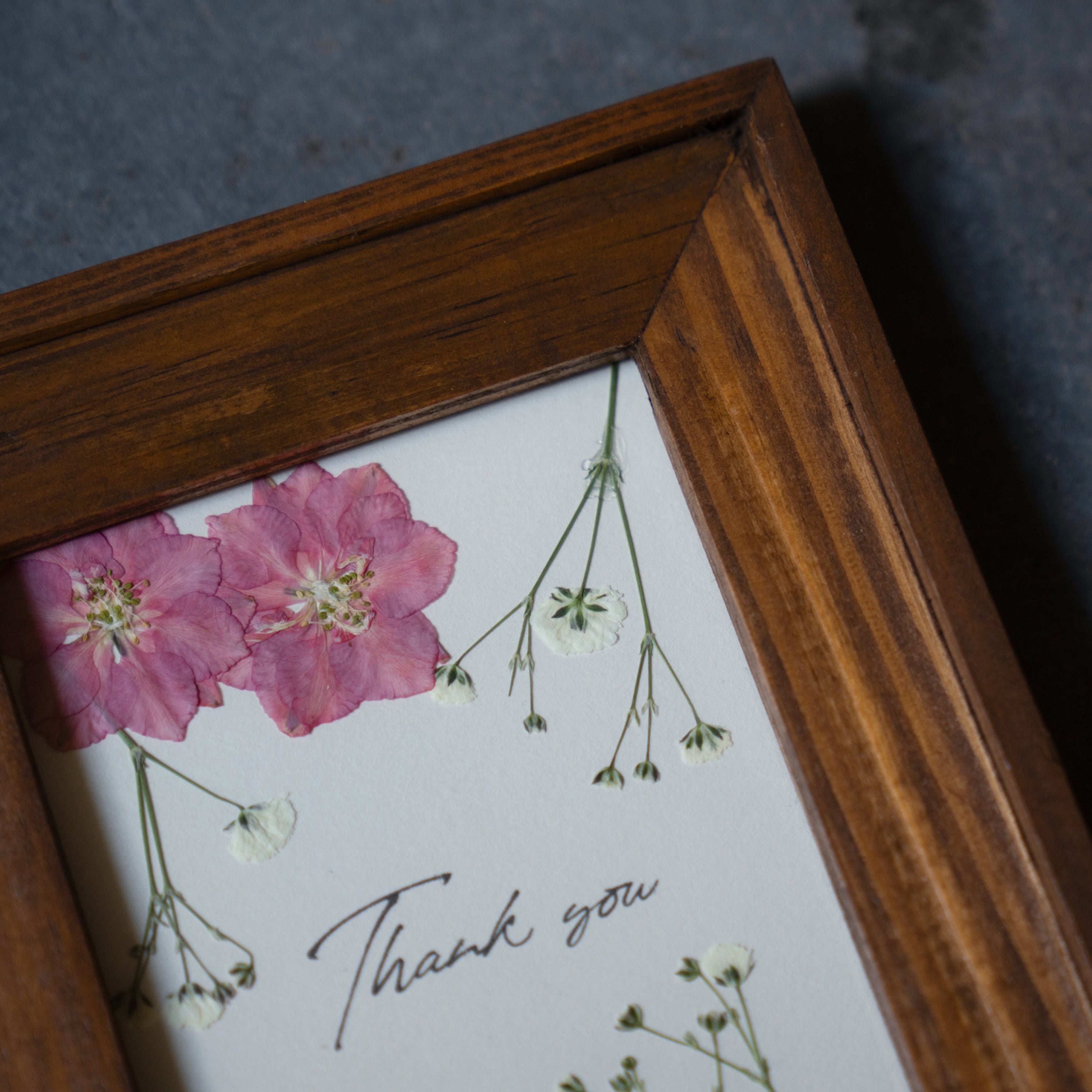 《母の日ギフトにおすすめ》押し花アートフレーム mini「Thank you」