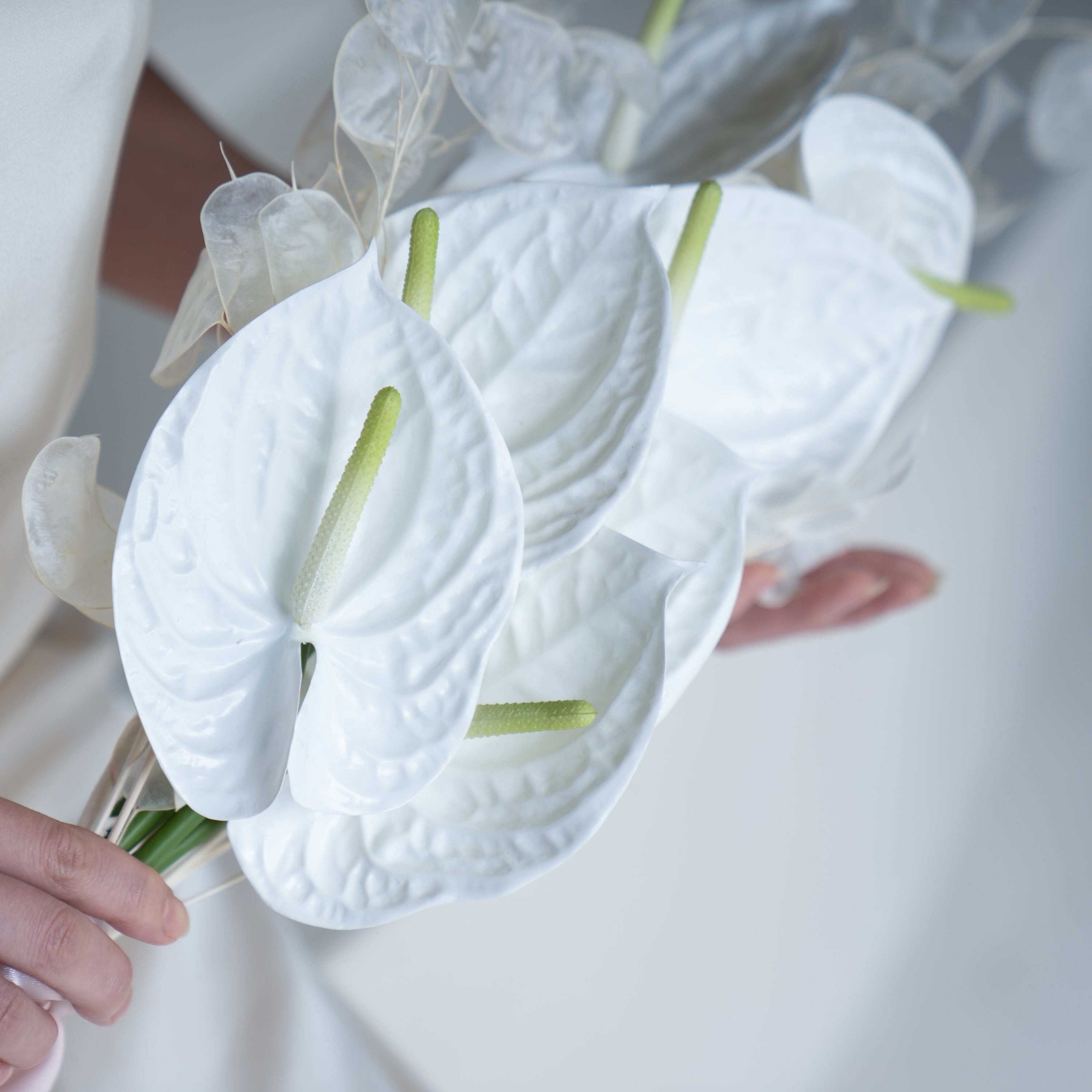 アンスリウムのホワイトブーケ