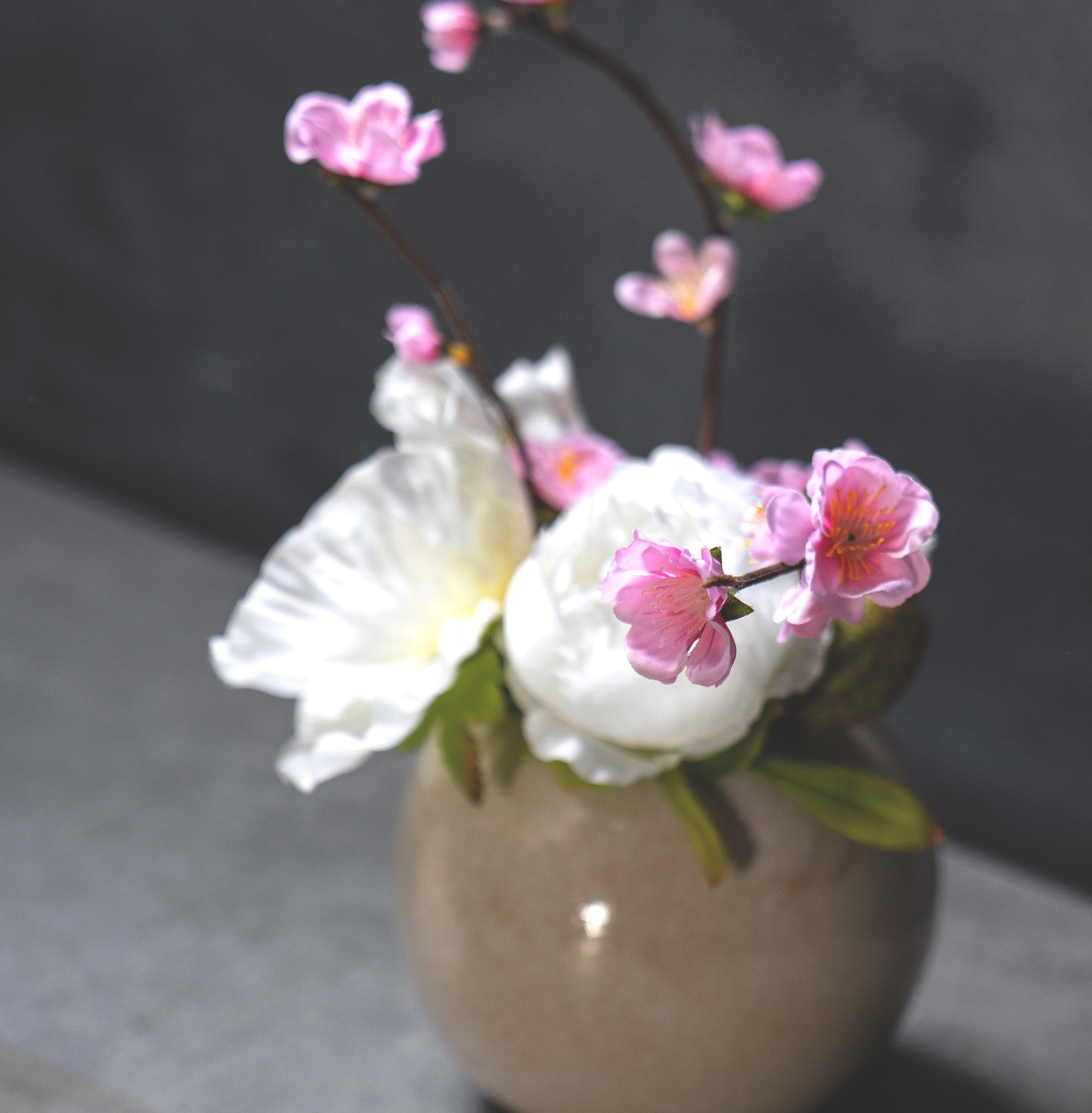 桃の花アーティフィシャルフラワーアレンジメント