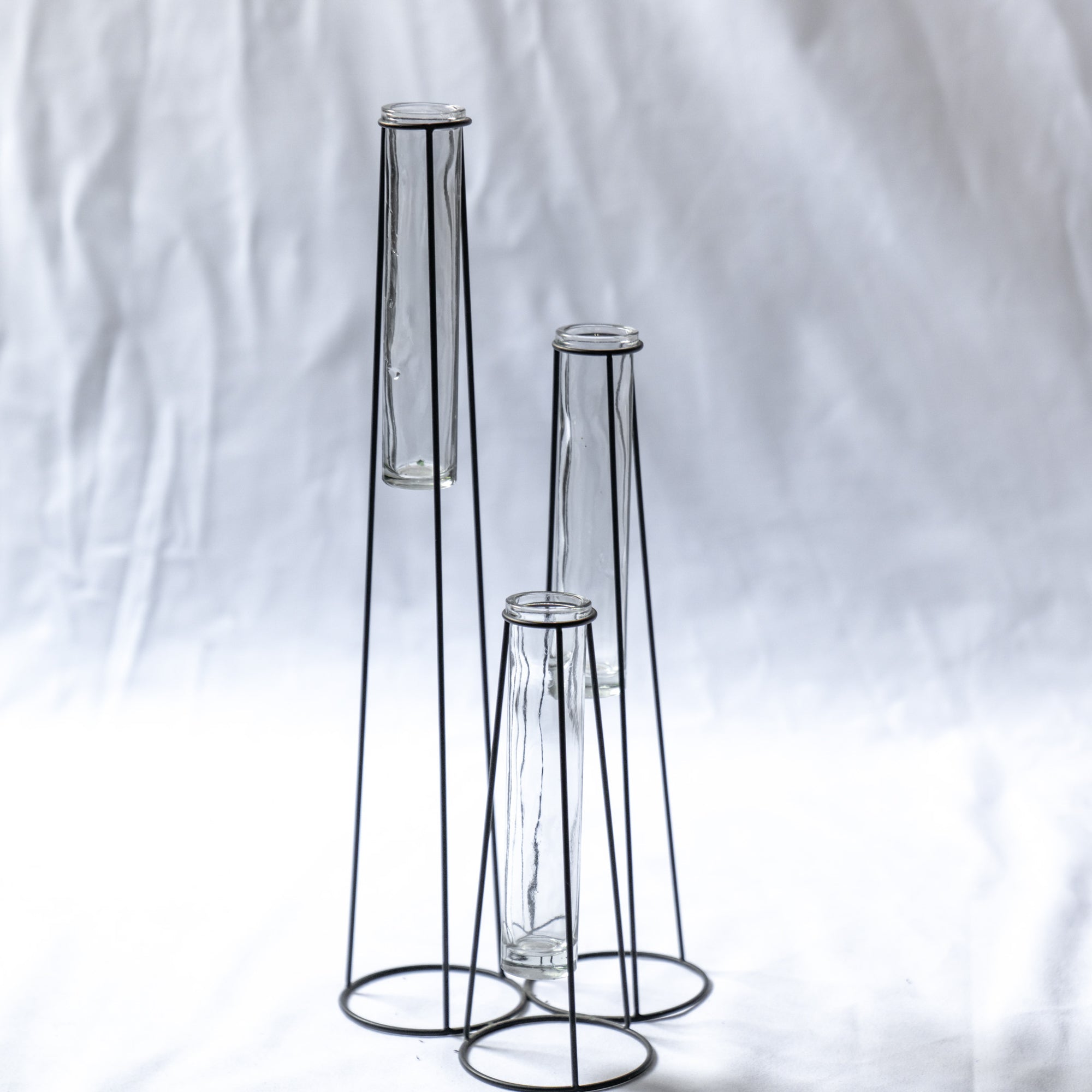 ガラスフラワーベース 3本連結タイプ