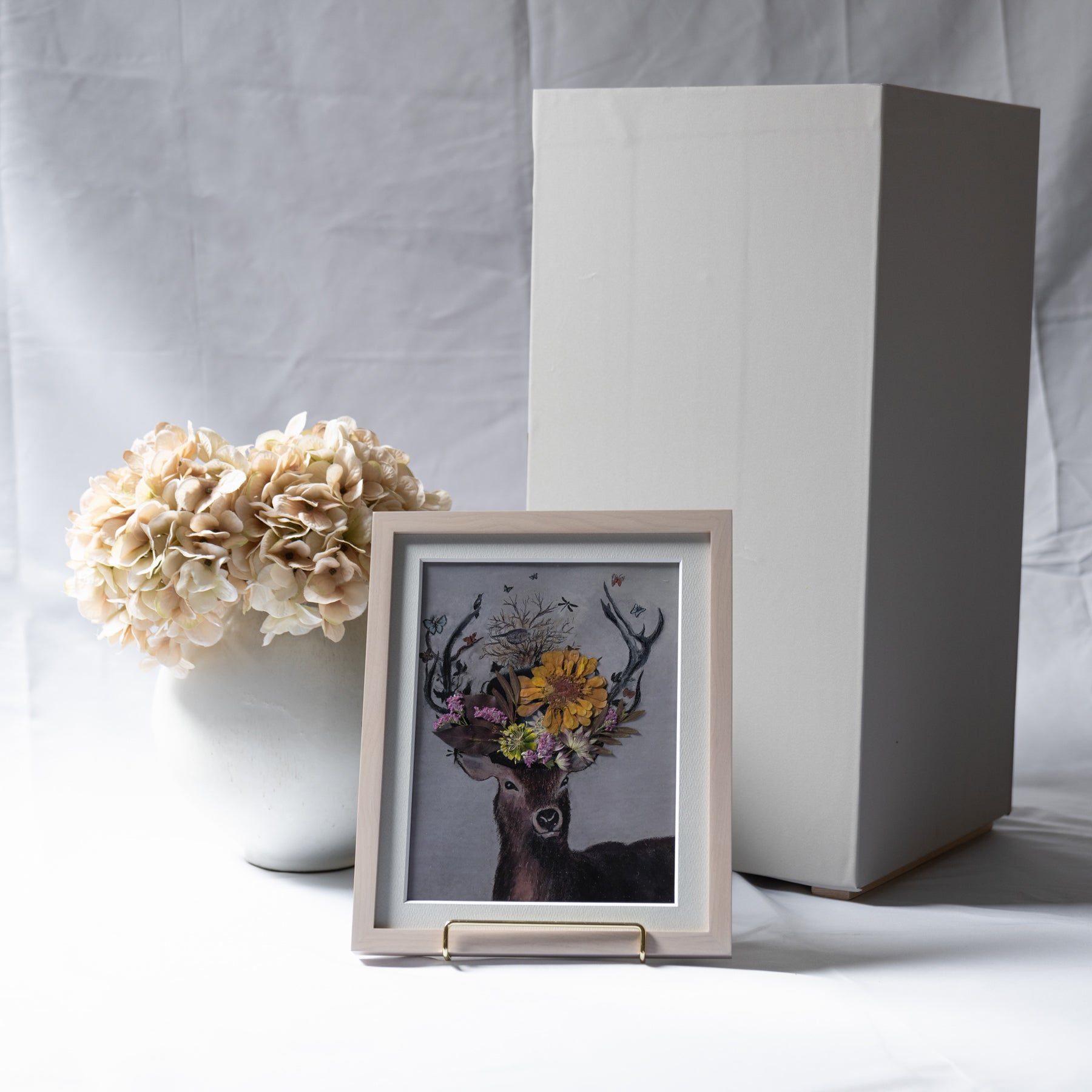 鹿と押し花のアート A〈一点物〉