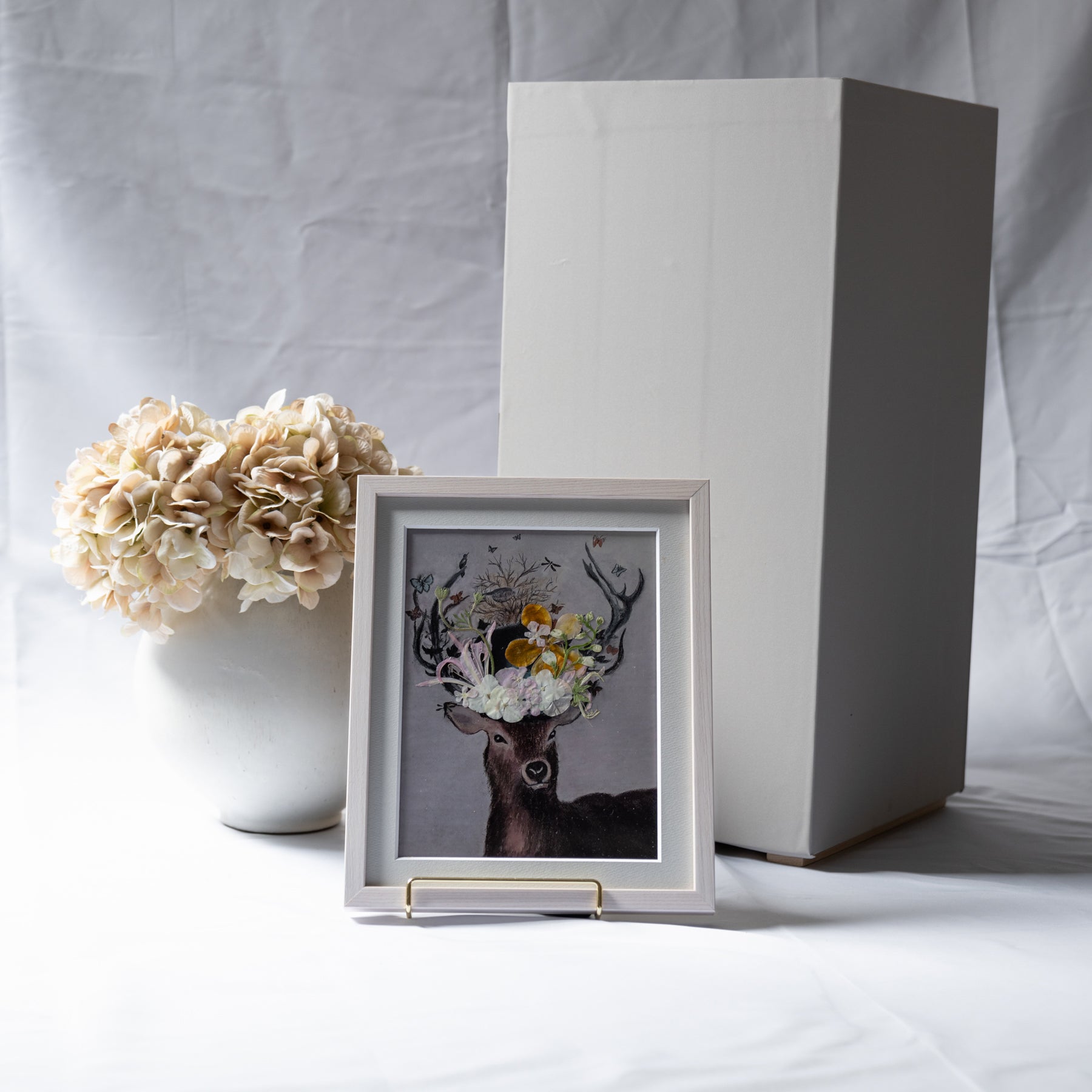 鹿と押し花のアート B〈一点物〉