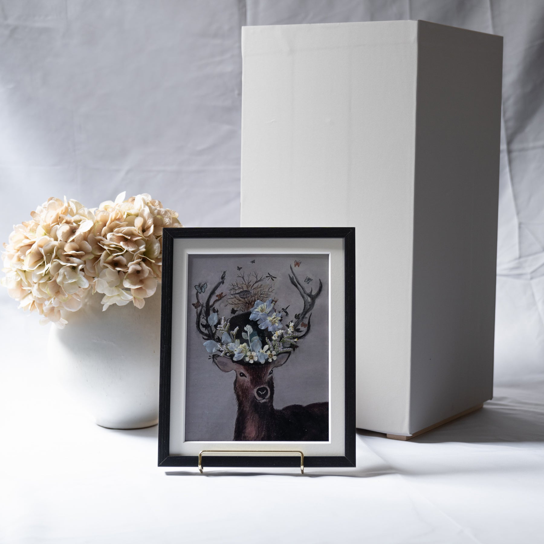 鹿と押し花のアート D〈一点物〉