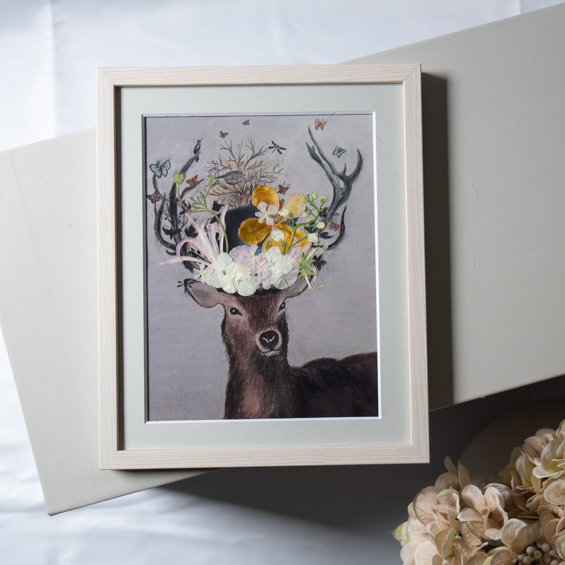 鹿と押し花のアート B〈一点物〉