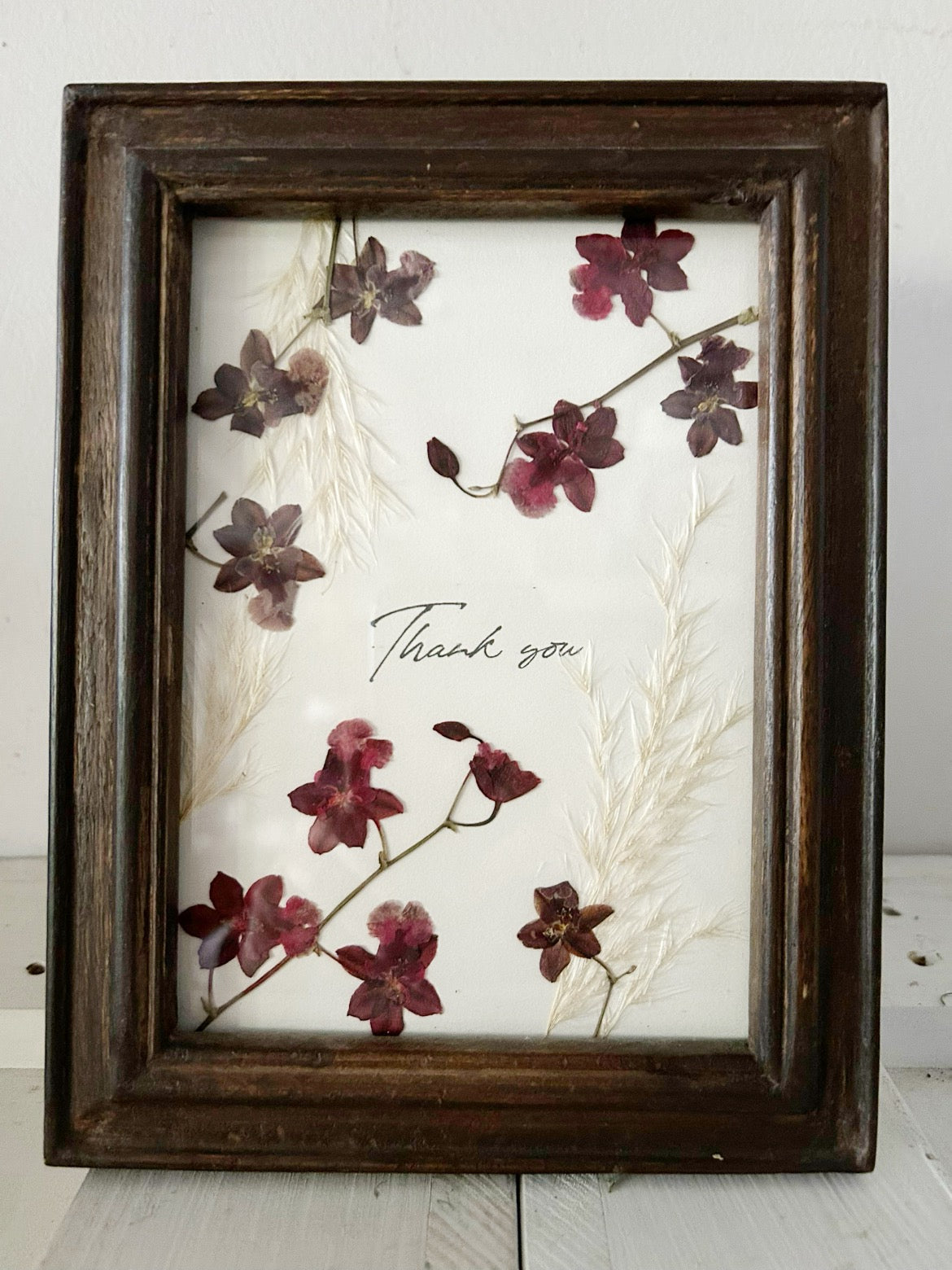 押し花アートフレーム「Thank you」Red×White