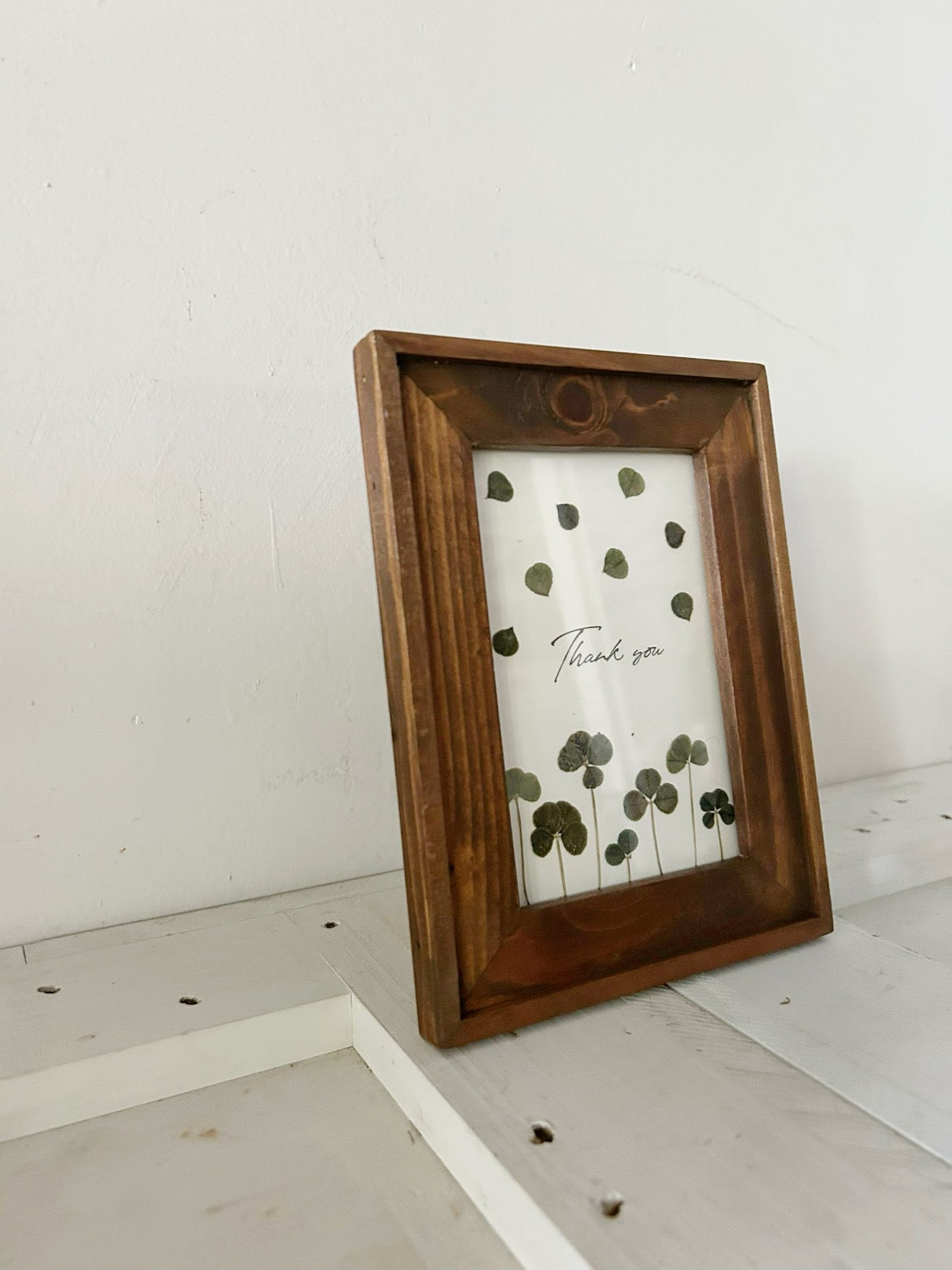 押し花アートフレーム mini「Thank you」四葉のクローバー