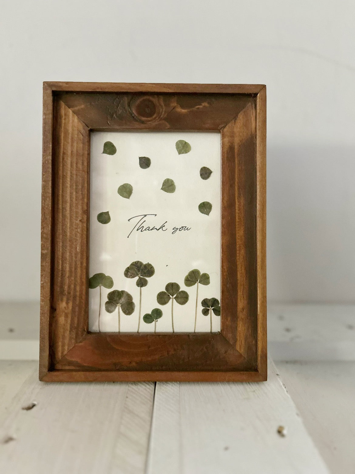 押し花アートフレーム mini「Thank you」四葉のクローバー
