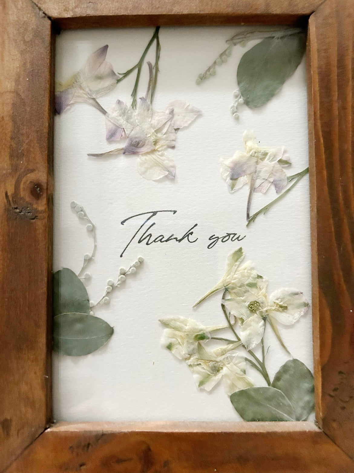 【母の日ギフトにおすすめ】押し花アートフレーム mini「Thank you」natural