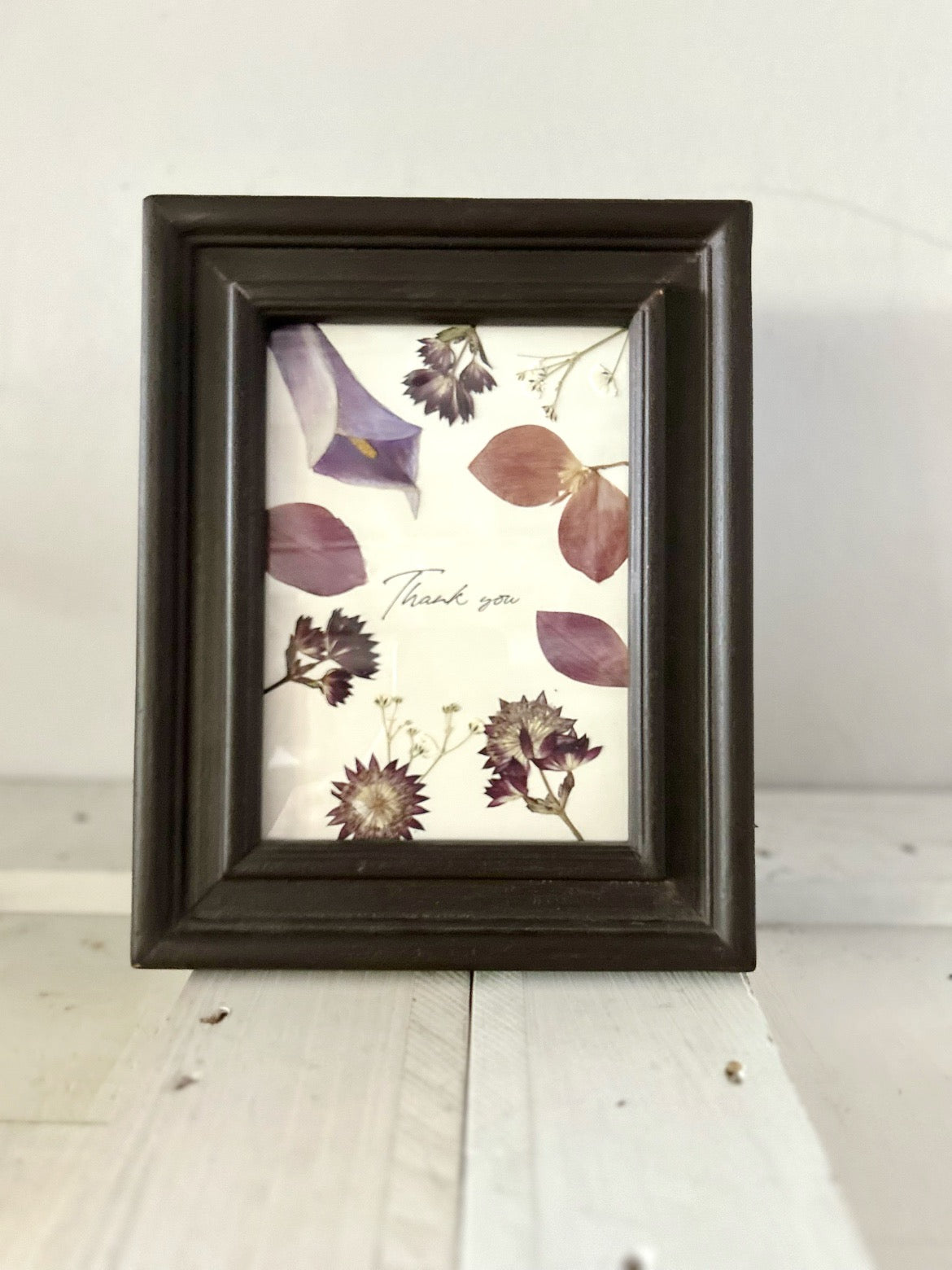 【母の日ギフトにおすすめ】押し花アートフレーム「Thank you」Black