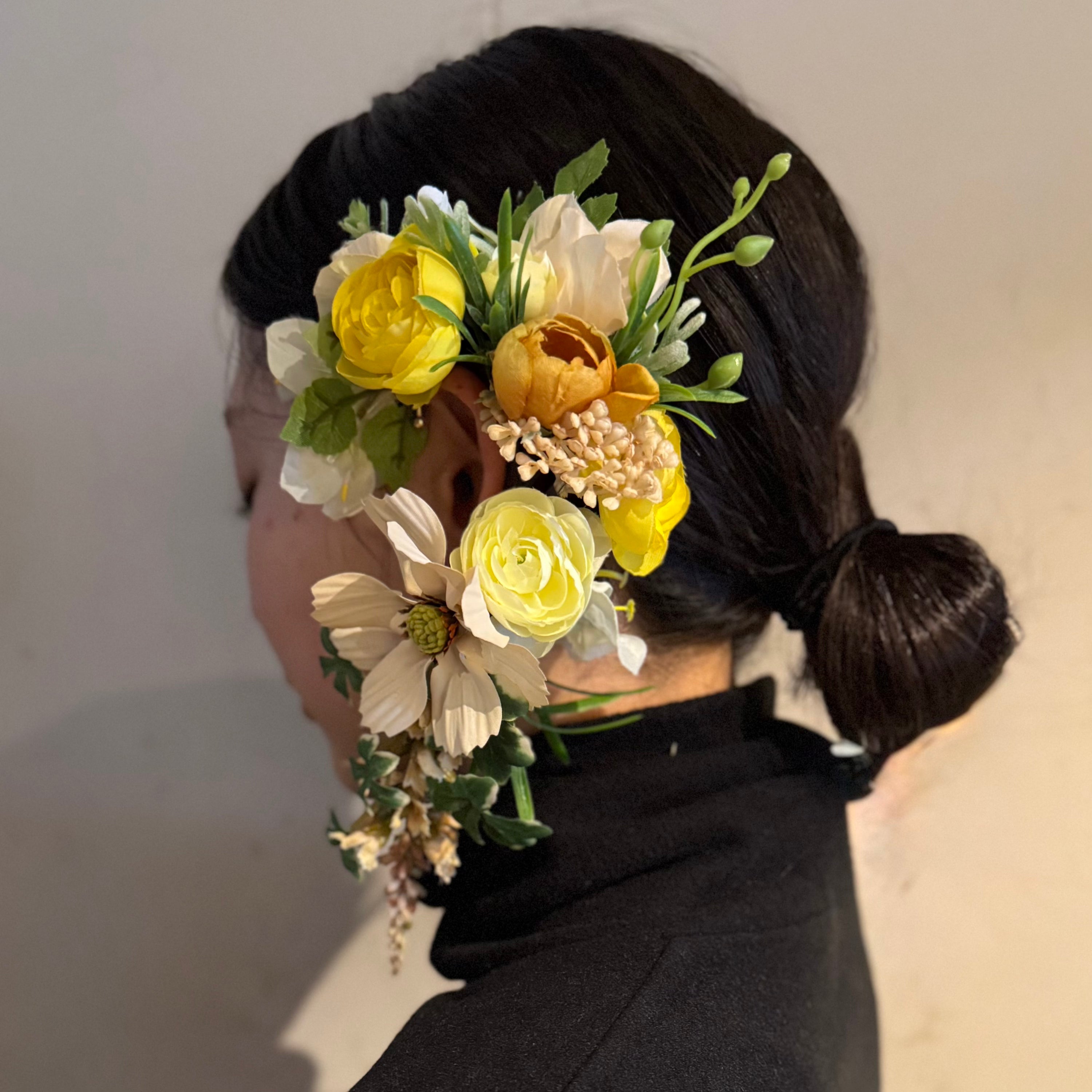 アーティフィシャルフラワーイヤーフック/イヤーカフ natural