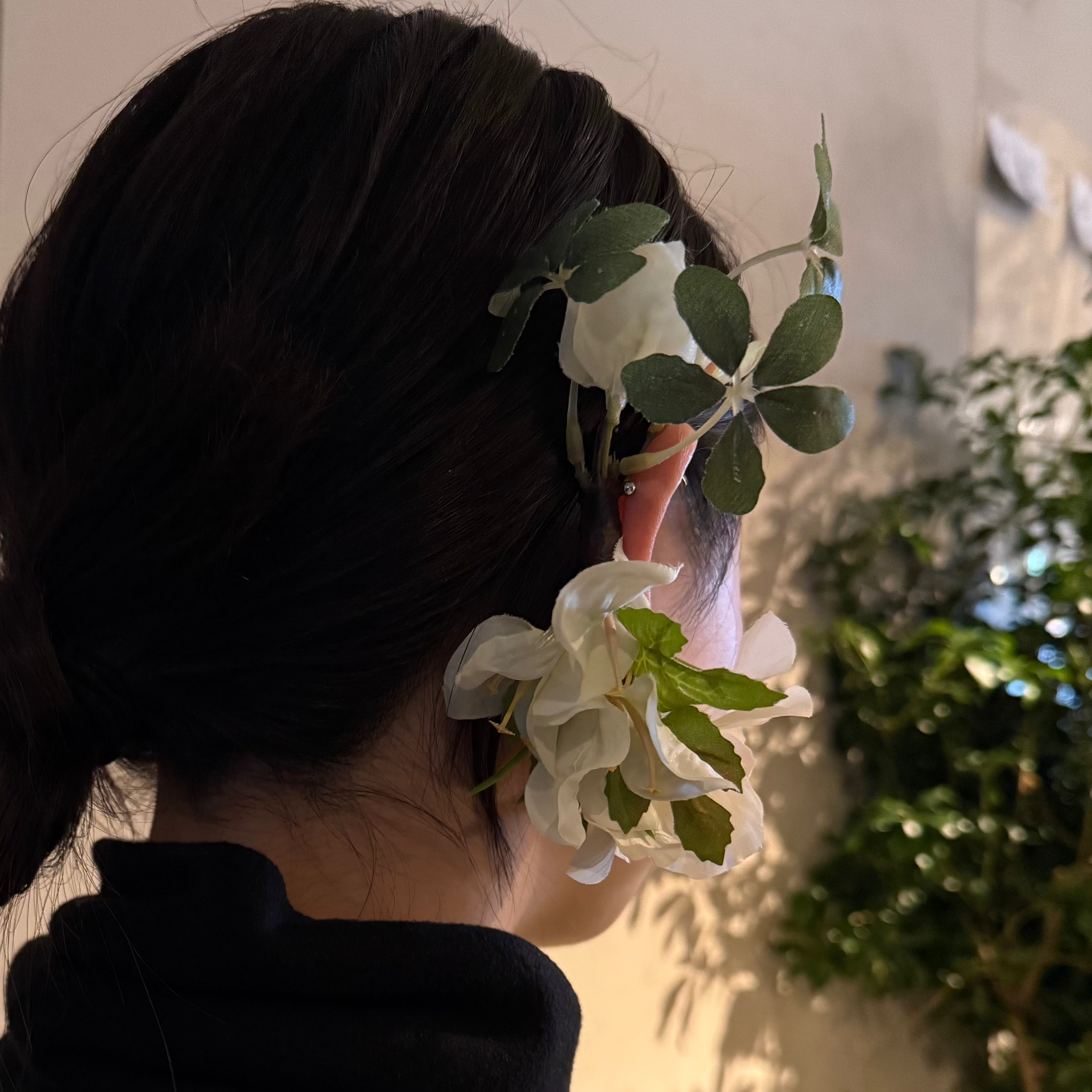 アーティフィシャルフラワーイヤーフック/イヤーカフ natural