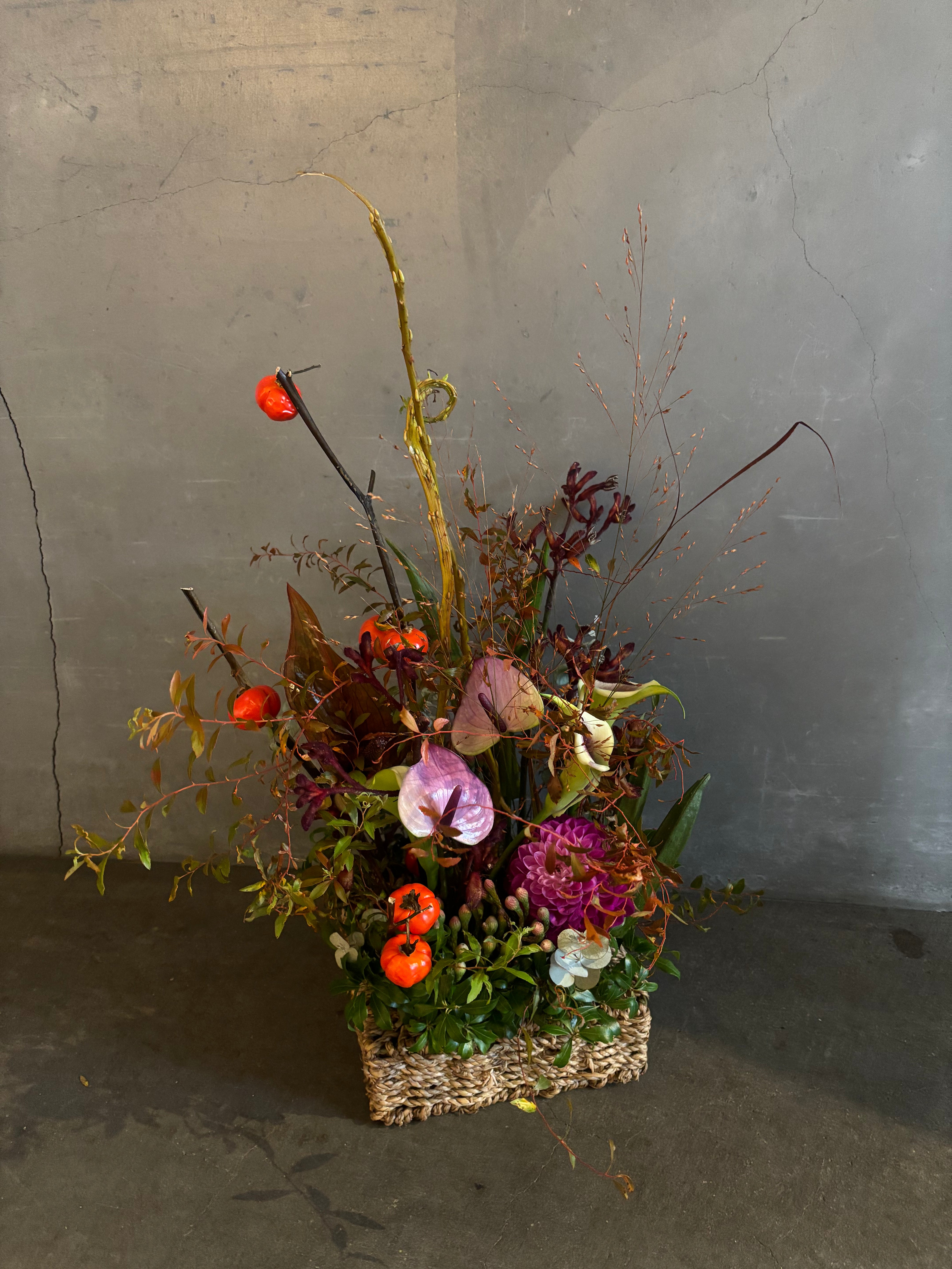 秋色くすみフラワーアレンジメント