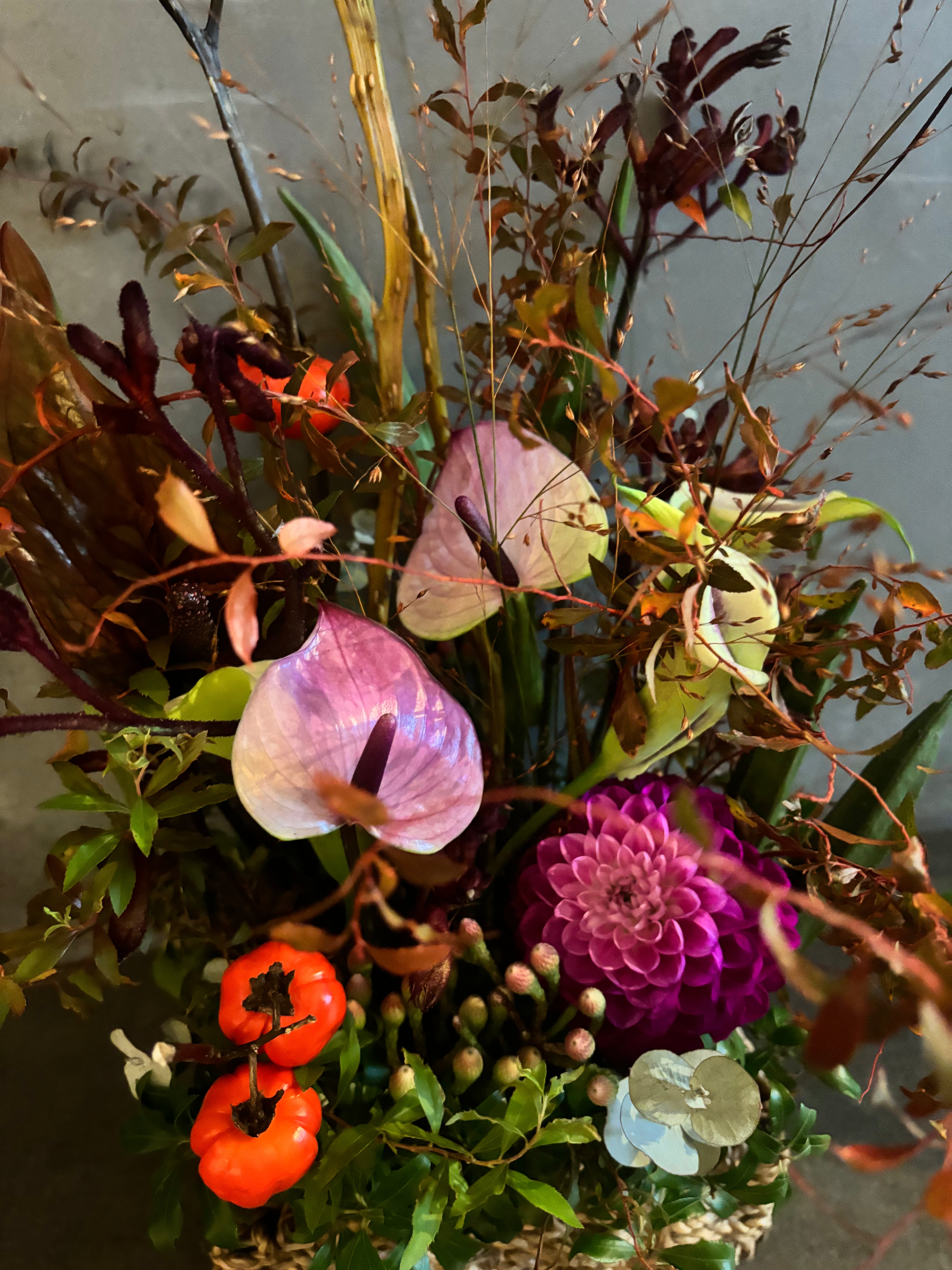 秋色くすみフラワーアレンジメント