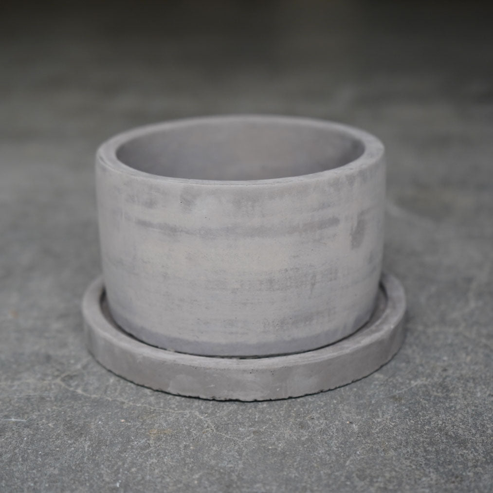 鉢&鉢皿セット グレーB