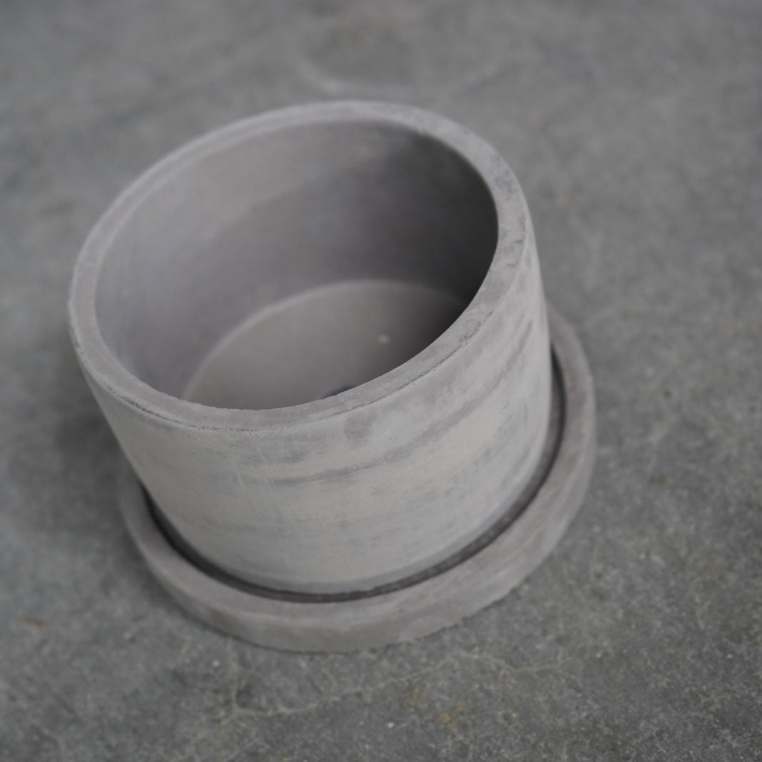 鉢&鉢皿セット グレーB