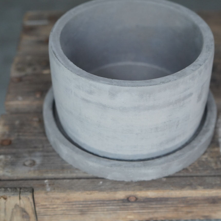 鉢&鉢皿セット グレーB