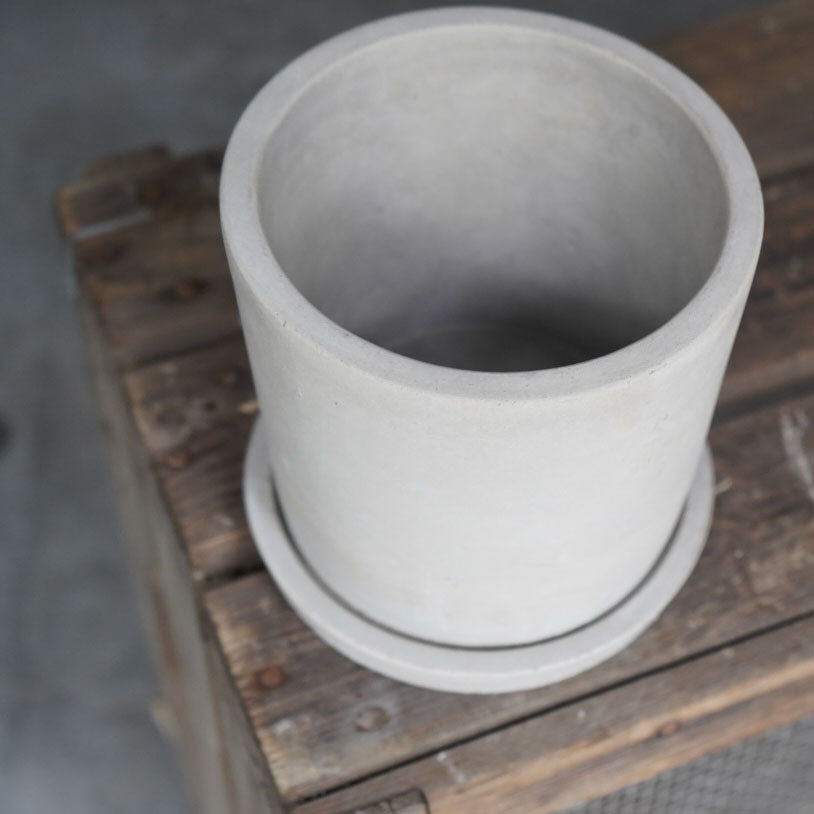 鉢&鉢皿セット グレーA