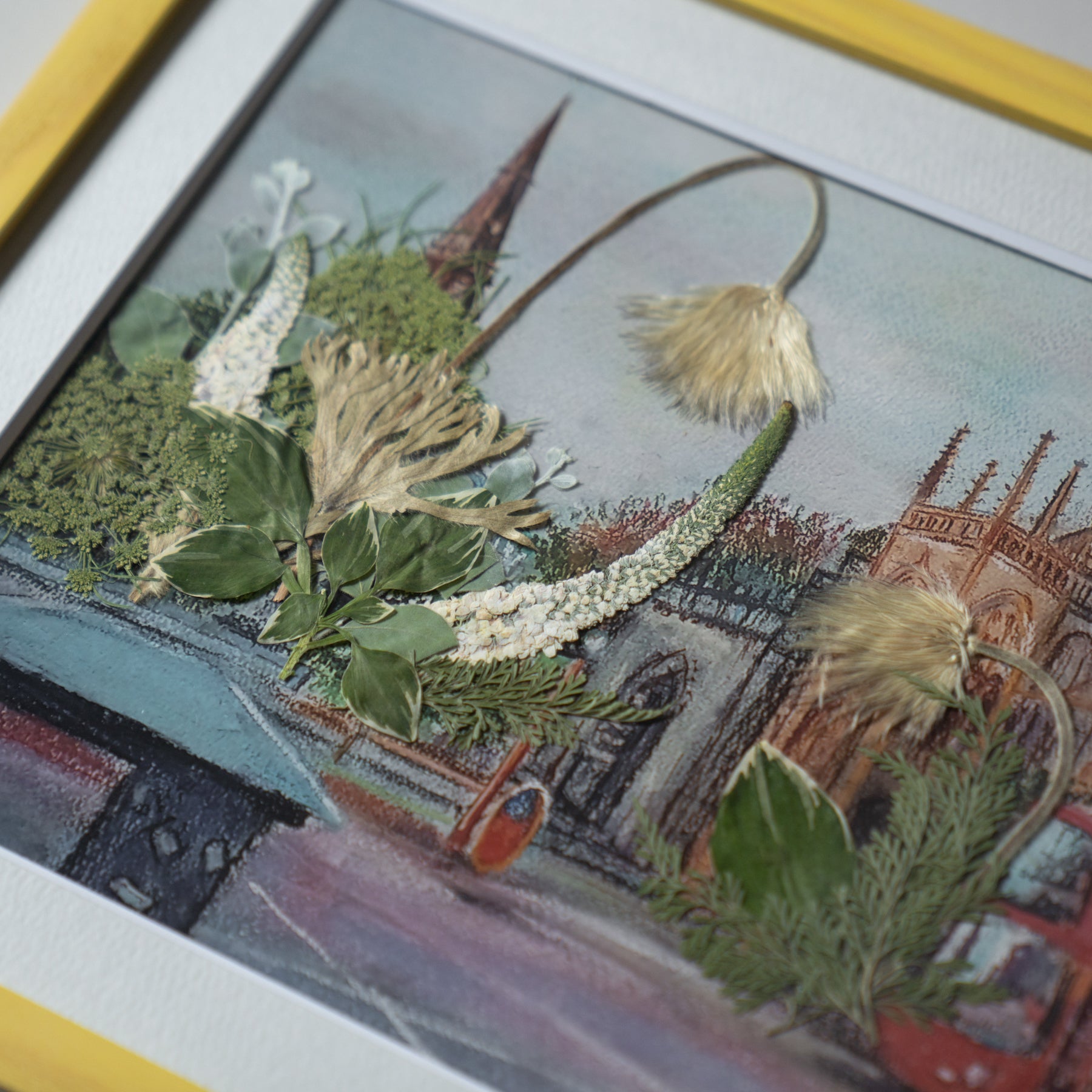 風景画と押し花のアート