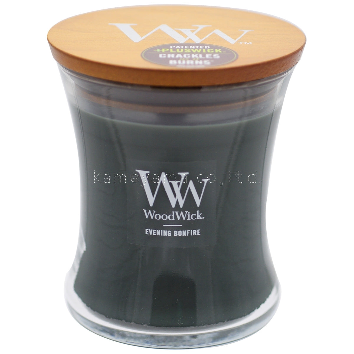 WoodWickジャーＭ《ウォームウール/ホワイトチーク/イブニングバンファイア》
