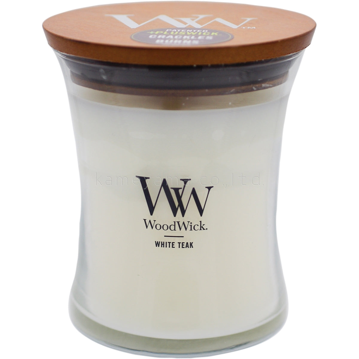 WoodWickジャーＭ《ウォームウール/ホワイトチーク/イブニングバンファイア》
