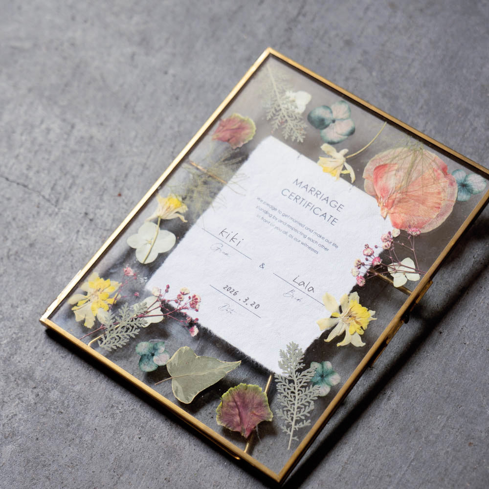 プレスフラワー結婚証明証