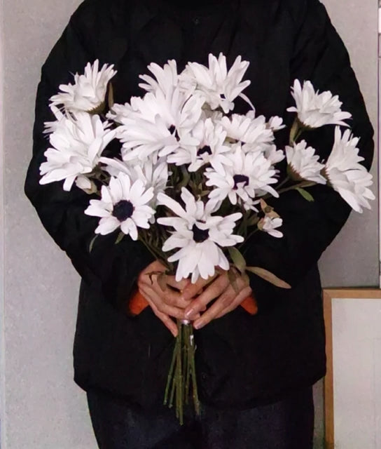 【ブーケトニア付き】ナチュラル花束 ホワイトグリーン♡アーティフィシャルフラワー ブーケトニア付き】ナチュラル花束 ホワイトグリーン♡アーティ